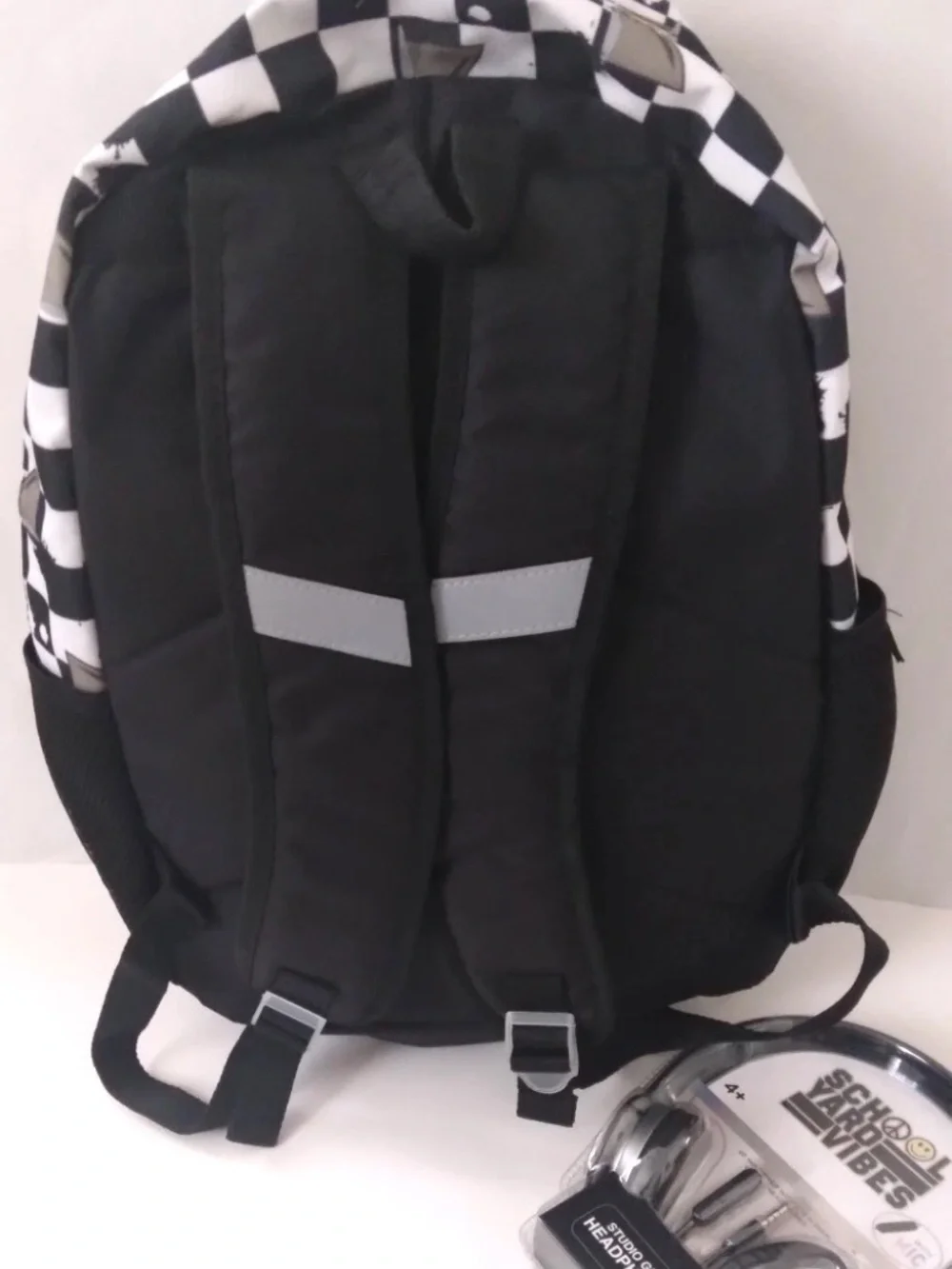 Schoolyard Vibes Shark Head & Checkered Full Size Backpack